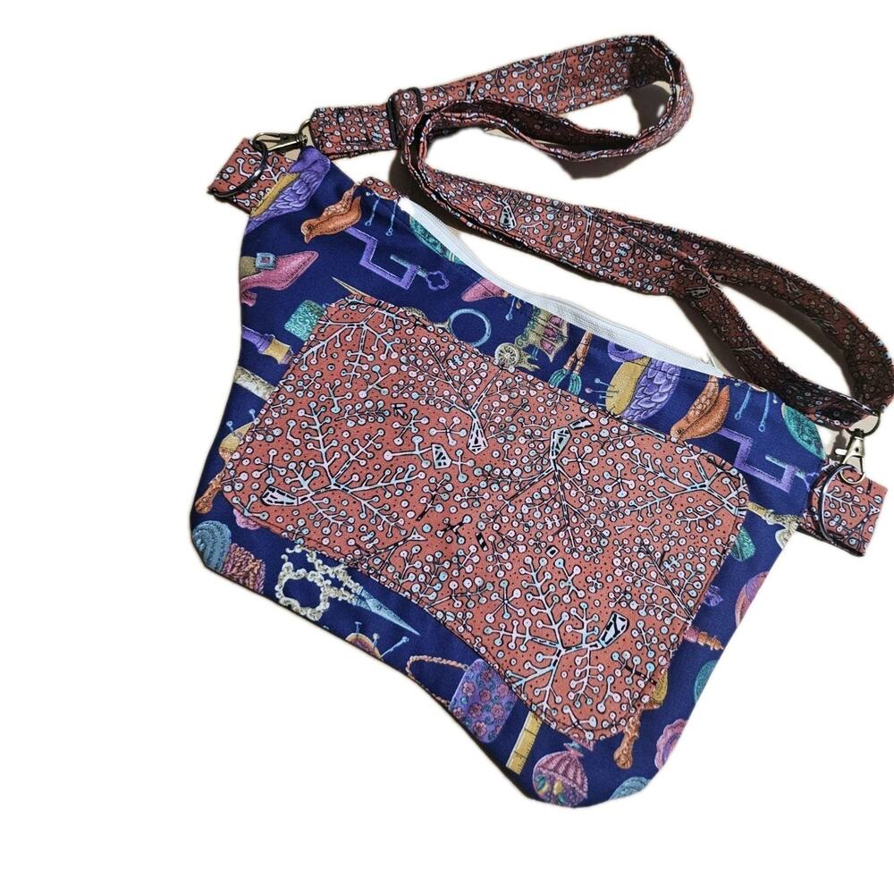 Handmade Vintage Fabric Fanny Pack Sling Bag Belt Bag Removable Strap Adjustable